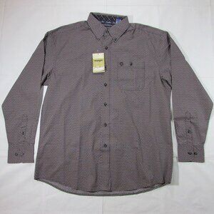 Wrangler Men's LG George Strait Long Sleeve Button Down Shirt - Black/Red